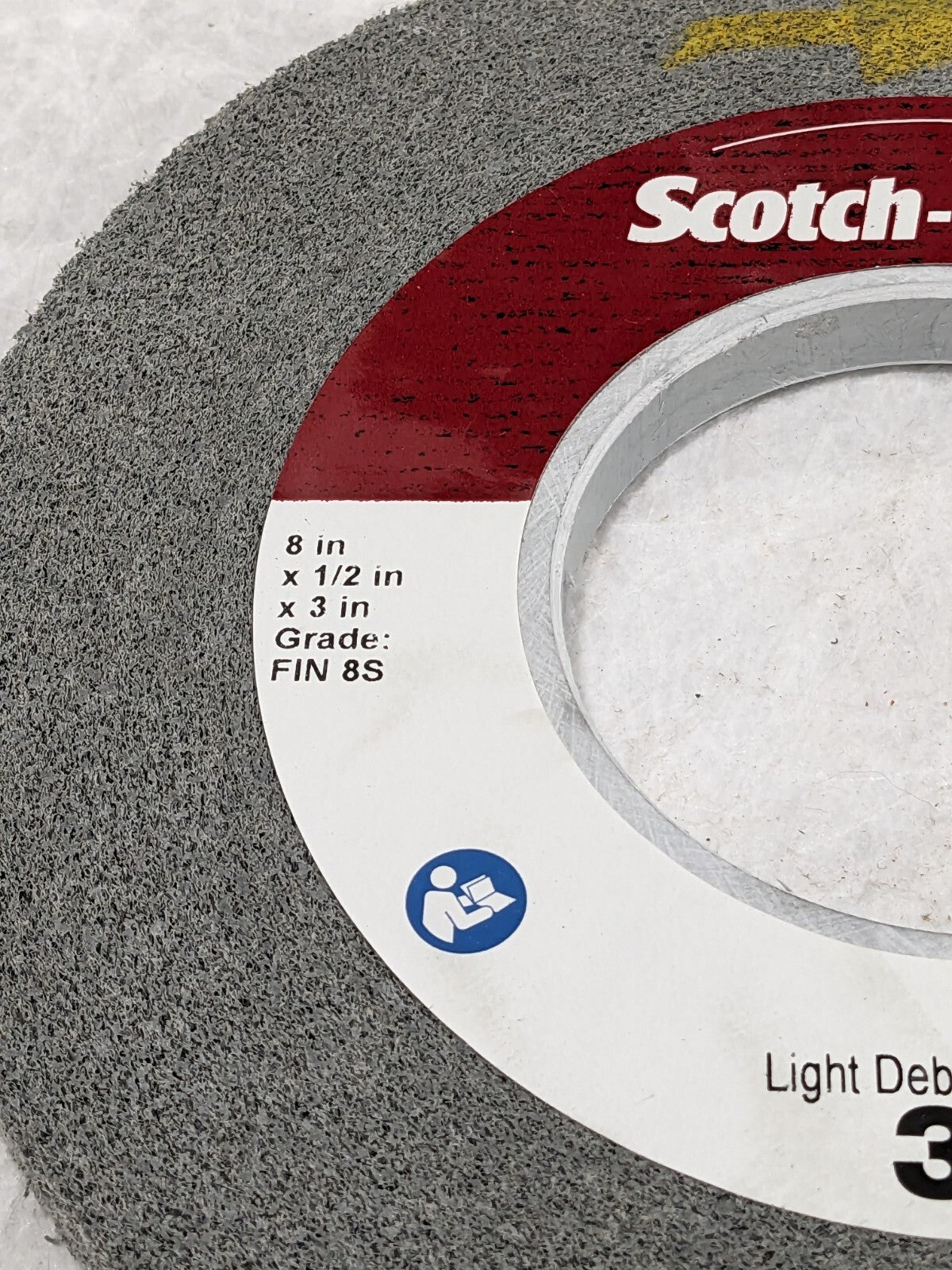 3M Deburring Wheel: 8" Dia, 1/2" Face Width, 3" Hole, Density 8 7000000732