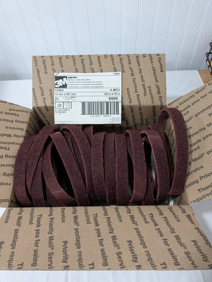 3M Abrasive Belt: 3/4" Wide, 18" OAL, Aluminum Oxide Box of 20 7000028461
