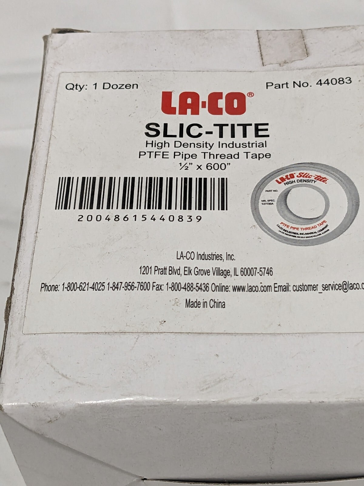 LA-CO 1/2" Wide x 600" Long General Purpose Pipe Repair Tape Qty 12 44