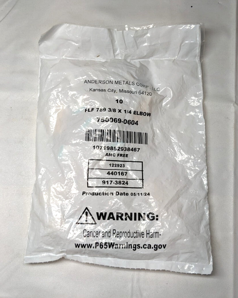 ANDERSON METALS Male Elbow 3/8" x 1/4" Tube MNPT / Comp  *4 PACK*  750069-0604