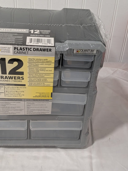 Quantum Storage 12 Drawer, Small Parts Drawer Cabinet System PDC-12BK
