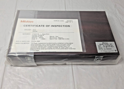 Mitutoyo 81 Piece Gage Block Set Steel 0.05 to 4" Range w/Cert 516-902-26