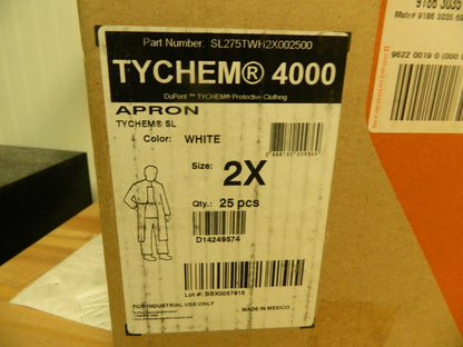 Dupont Chemical Resistant Coat Apron 44" Long White 2XL Qty 25 SL275TWH2X002500
