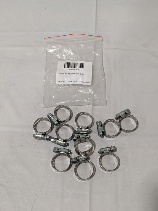 Worm Gear Clamp: SAE 10, 1/2 to 1-1/16" Dia Qty 10 40779506