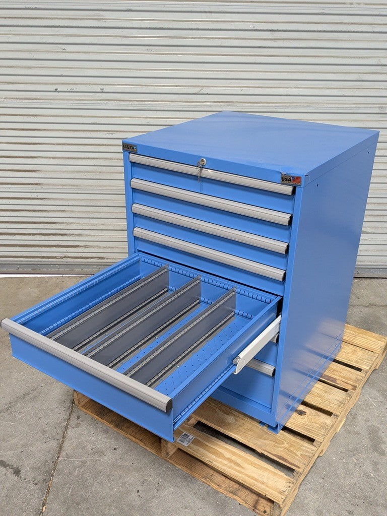 Lista Modular Storage Cabinet 7 Drawer 41" H. x 28" W. x 28" D. Steel Blue