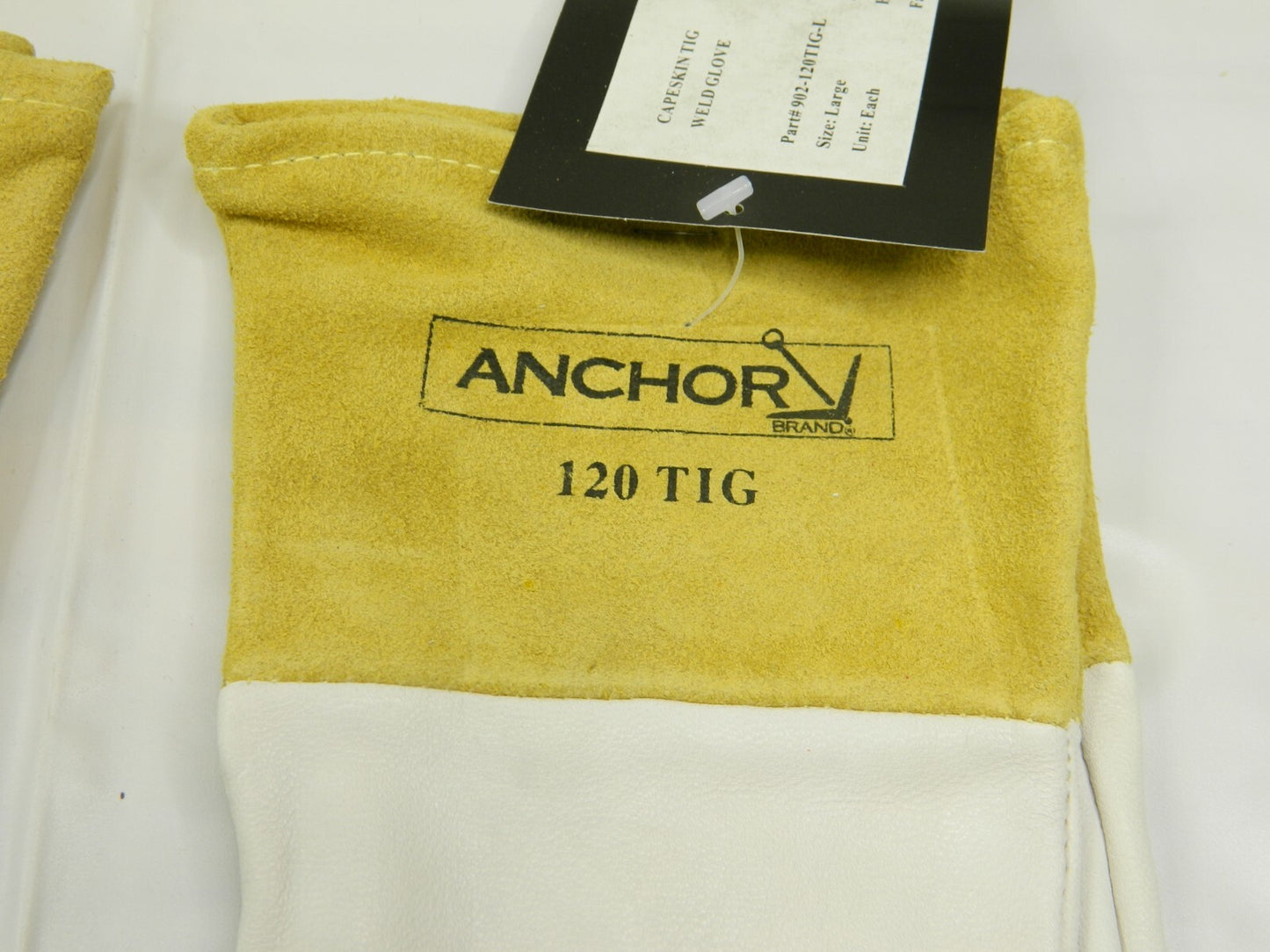 Anchor Capeskin Welding Gloves, Large, White/Tan, 4" Gauntlet Qty 2 902-120