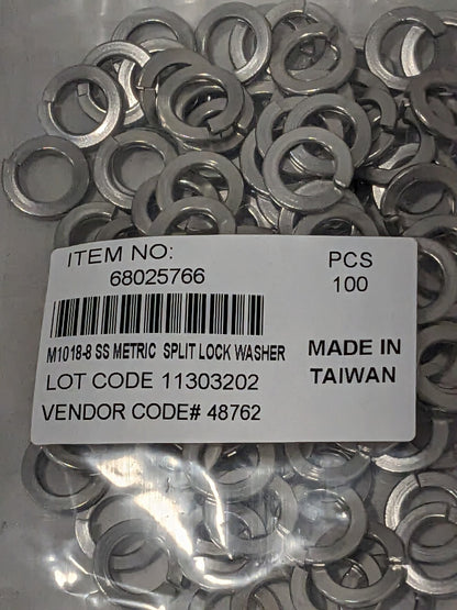 Stainless Steel Split Lock Washer M10 Screw 10.2mm ID 18-8 Qty 100 68025766