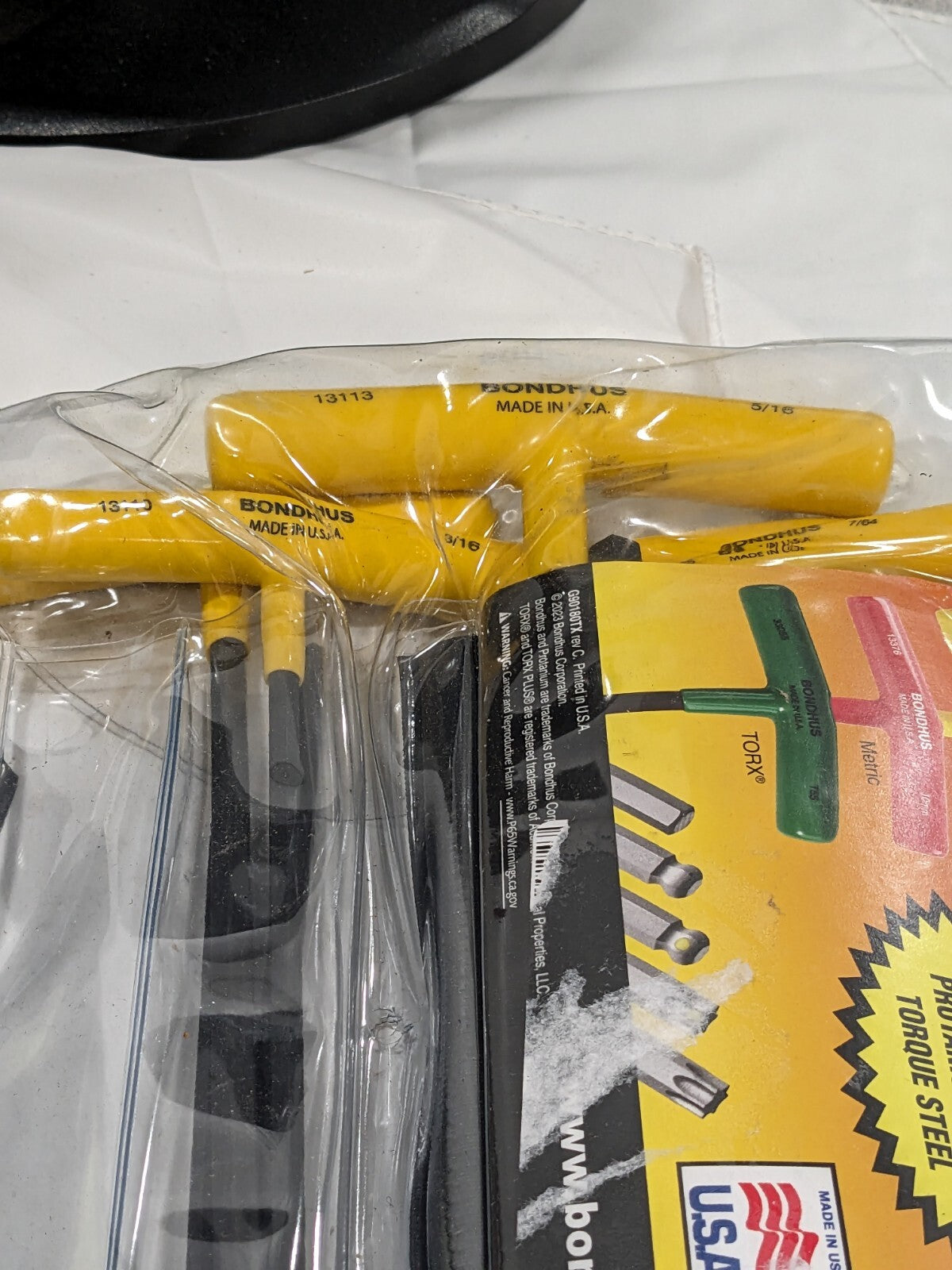 BONDHUS 10 Pc T-Handle Combo Hex Key Set W/Stand 3/32 to 3/8" 13190