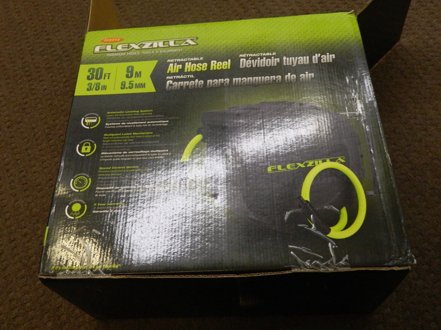 LEGACY Hose Reel with Hose: 3/8" ID Hose x 30', Spring Retractable L8232FZ