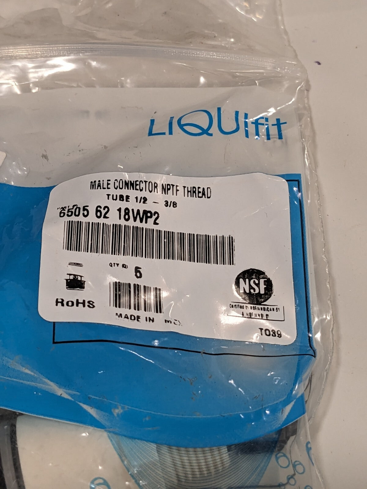 Legris Push-to-Connect Fitting: Connector, 1/2" OD Qty 5 78613759