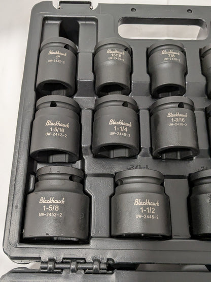 Blackhawk Socket Set: Impact Standard, 14 Pc, 3/4" Drive, 3/4 to 1-5/8" UW-2414S