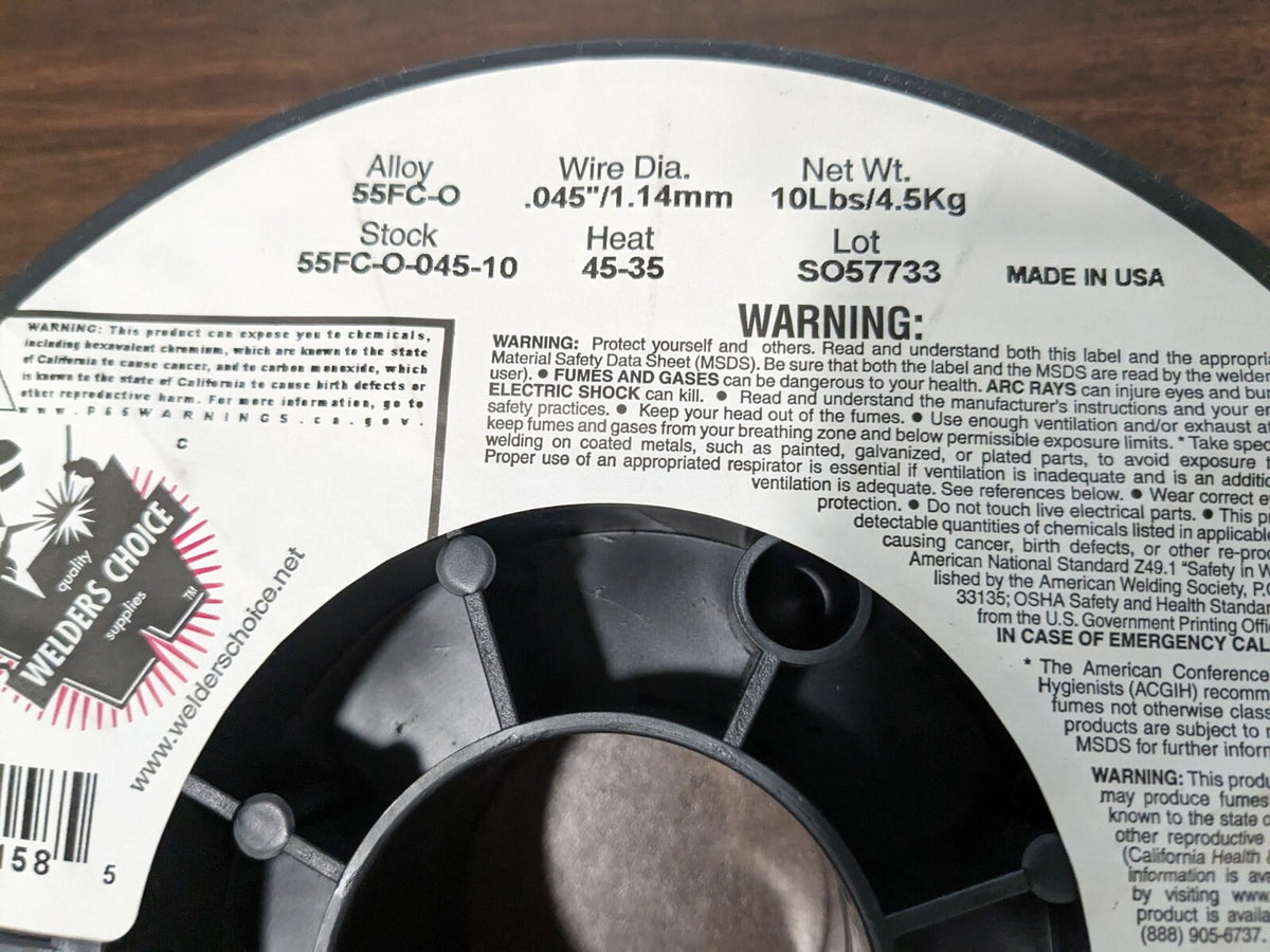 WELDER'S CHOICE MIG Flux Core Welding Wire: 0.045" Dia 55FC-O-045-10
