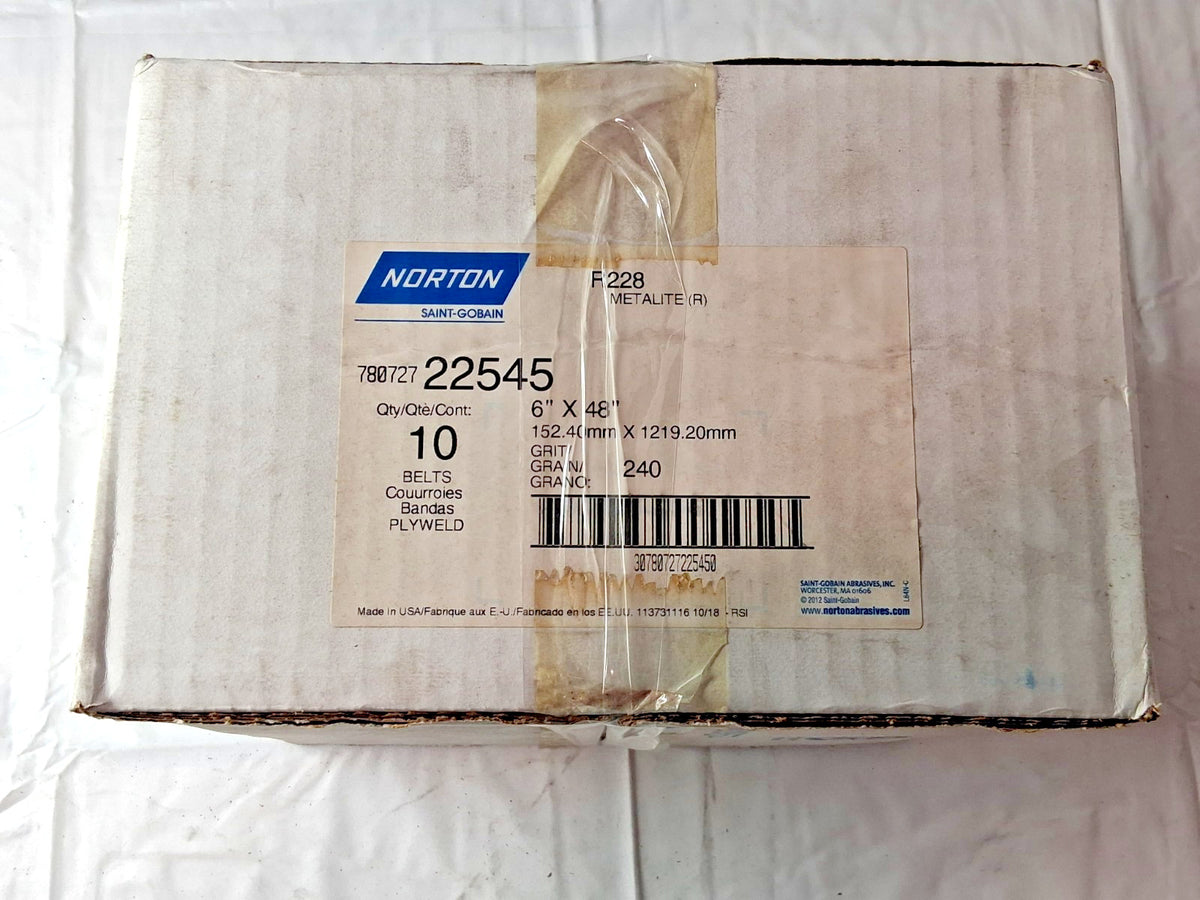 Norton Aluminum Oxide Abrasive Belts QTY10 6" Wide 48" OAL 240 Grit 78