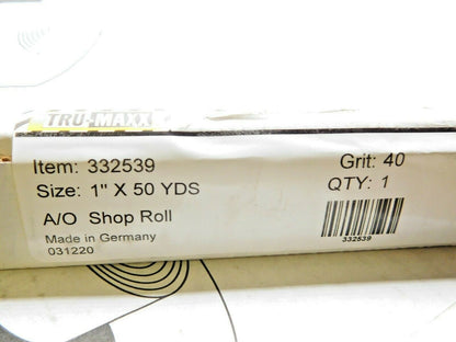 3 PACK Tru-Maxx Shop Rolls Flexible Cloth Aluminum Oxide 1" x 50 YDS 40G 332539