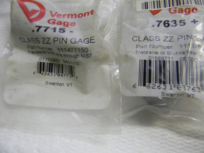 Vermontgage Single Replacement  Pin Gages  Mix Lot QTY 4 74926494