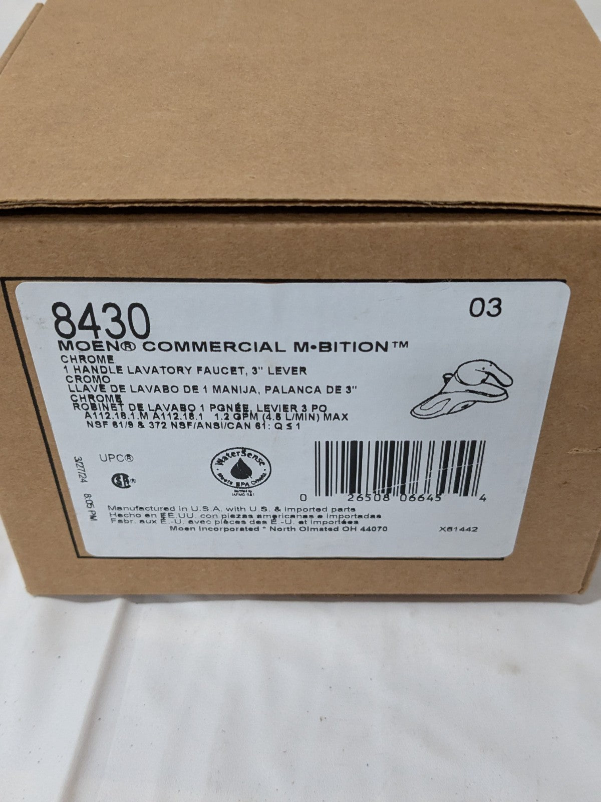 Moen Lever Handle, Deck Plate Bathroom Faucet 8430