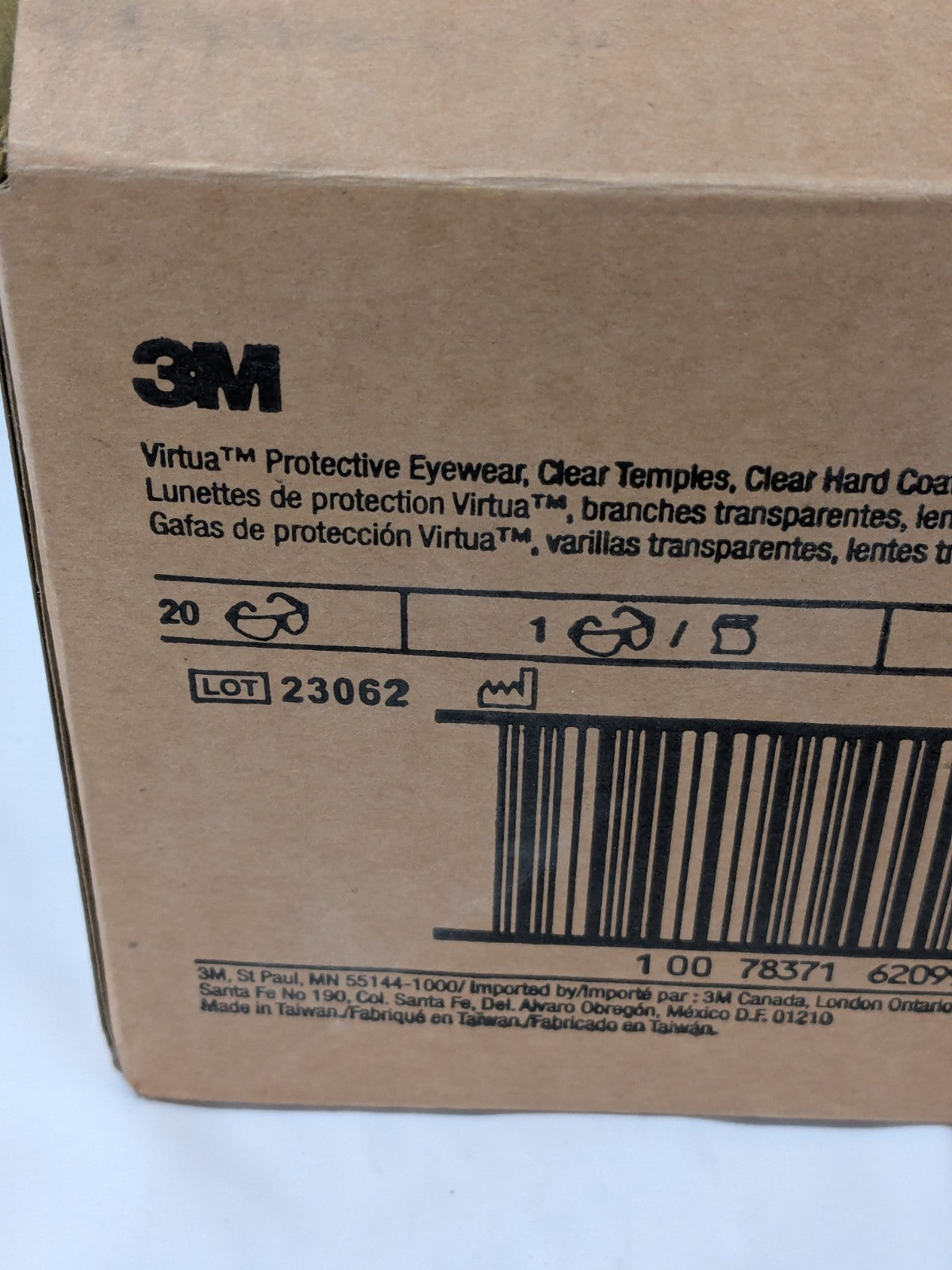 3M Safety Glasses: Scratch-Resistant, Polycarbonate, Clear Box of 20 7100110886