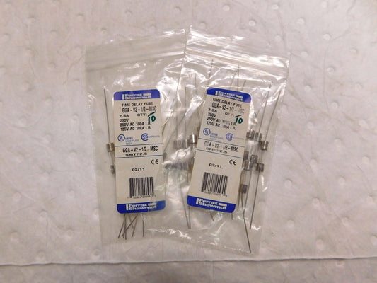 Ferraz Shawmut Time Delay Mini Glass Fuse 250V 2.5A 10PK Lot of 2 GGA-V2-1/2