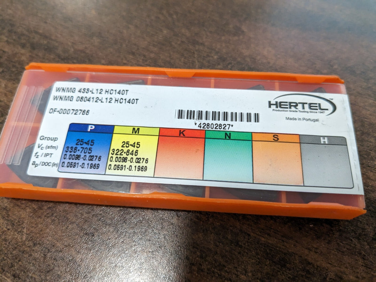 HERTEL Turning Insert: WNMG 433L12 HC140T, Solid Carbide 1002253