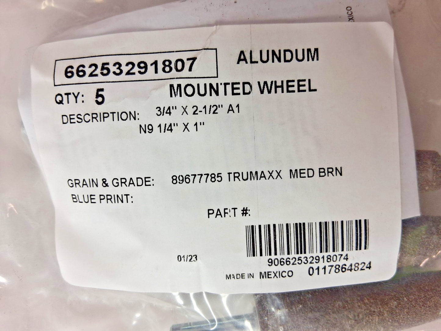 Tru-Maxx Mounted Point QTY10 2-1/2" Thick 1/4" Shank Dia A1 60 Grit 66253291807