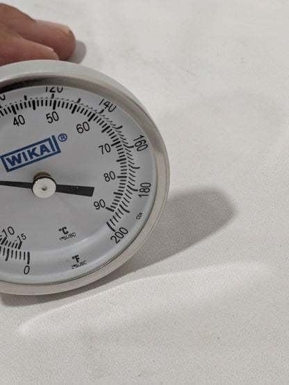 WIKA Bimetal Dial Thermometer: 0 to 200 ° F, 2-1/2" Stem Length 20025D005G2