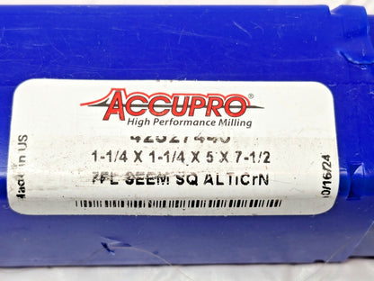 Accupro Carbide Square End Mill 1-1/4" X  1-1/4" X 5" X 7-1/2" 7FL 42527440