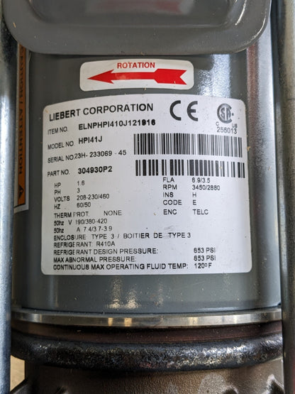Liebert Refrigerant Pump 1.6 HP 208-230/460v 3 Phase HPI41J Parts / Repair