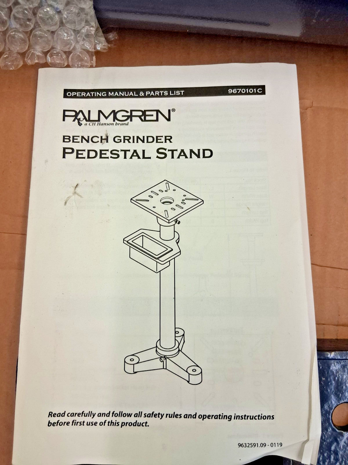Palmgren Bench Grinder Stand Use with 6 7 8 & 10" Bench Grinders 9670101