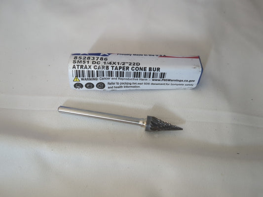 atrax Abrasive Bur: SM-51, 1/4″ Cut Dia, Cone W/ Point End Double CutSM-51DC-ATX
