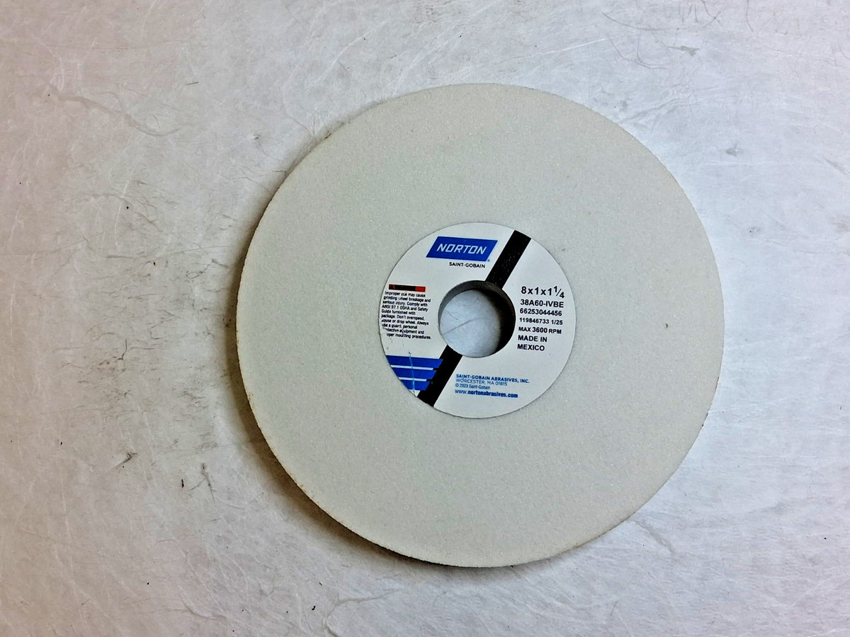 Norton Surface Grinding Wheel 8" Dia 1" Thick 1-14" Arbor 60 Grit 66253044456