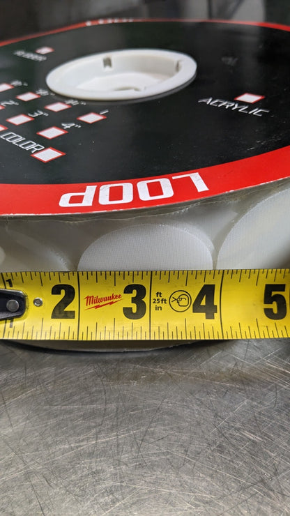 TAPE LOGIC Hook &amp; Loop Shape Dot Color White Piece Diameter 1-7/8 HLT166