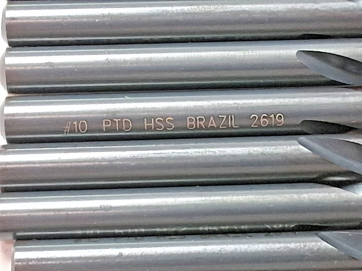 Precision Twist Drill Jobber Length Drill Bits HSS #10 QTY12 135 deg 018210