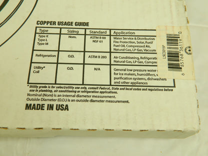 Mueller Copper Coil 1/2  OD 3/8  NOM 15 Feet LSC3015P