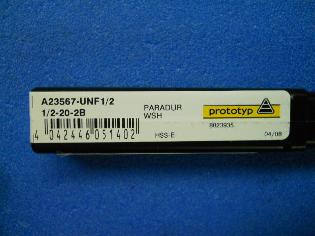 Prototyp Spiral Tap 1/2"-20 -2B UNF 3FL HSS Uncoated QTY 2  A23567-UNF1/2