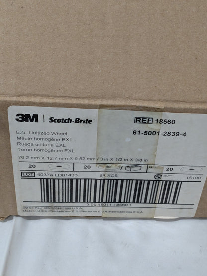 3M Deburring Wheel: 3" Dia, 1/2" Face Width, 3/8" Hole Qty 20 00048011185606