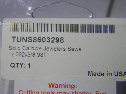 Professional 1" x 0.032" x 3/8" 98 teeth Solid Carbide Jeweler&ap