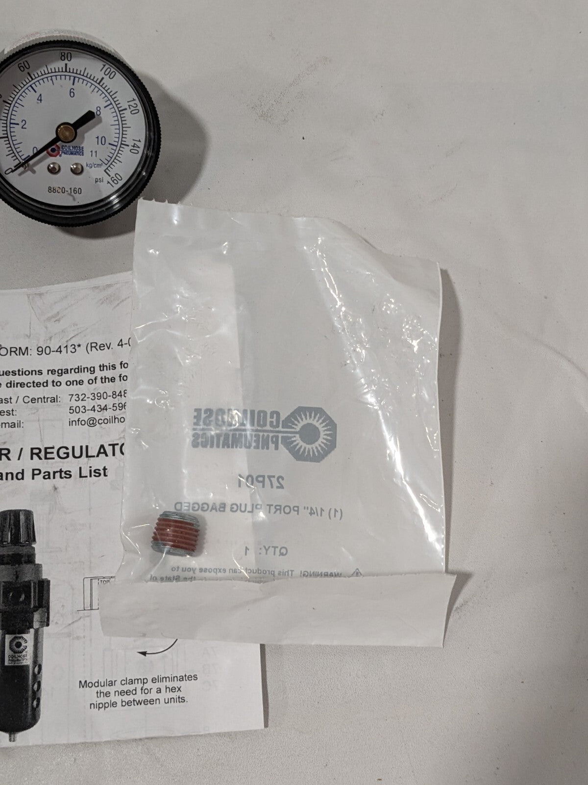 Coilhose Pneumatics 1/2F/R Combo With Gauge 27FC4-G