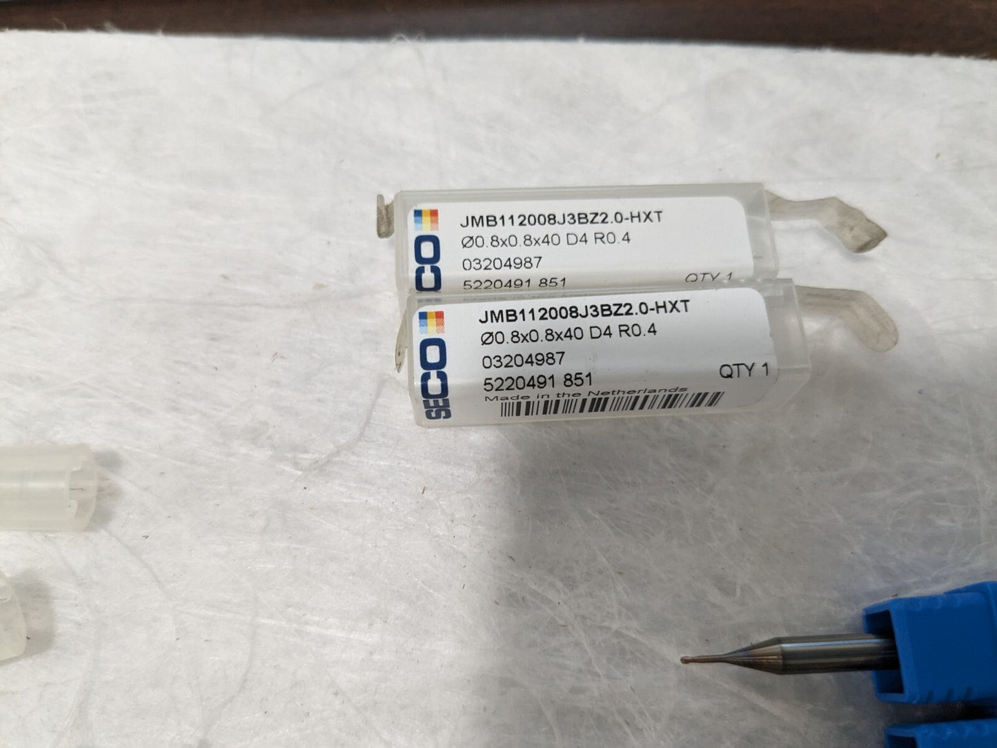 SECO 2pk of Ball End Mills: 0.80 mm Dia 2 Fl Solid Carbide 03204987