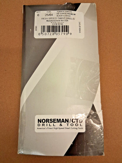 Norseman/CTD Drill &amp; Tool Jobber Length Drill Bits QTY6 25/64 0119" Dia