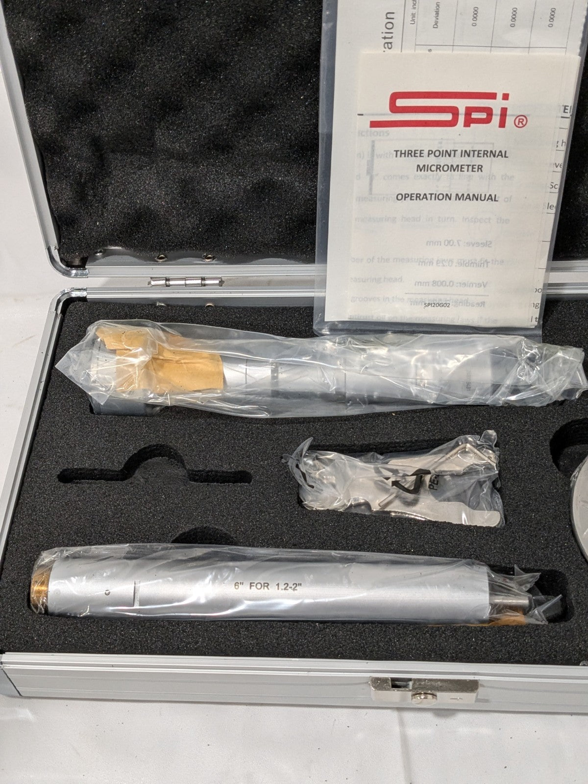 SPI Mechanical Hole Micrometer: 1.6000 to 2.0000" Range 21-907-1