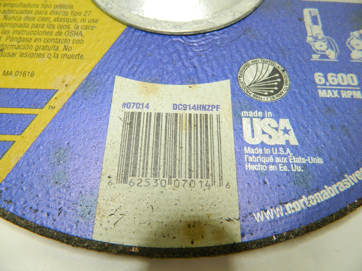 NORTON Depressed Center Wheel: Type 27, 9" Dia, Ceramic Qty 10 66253007014