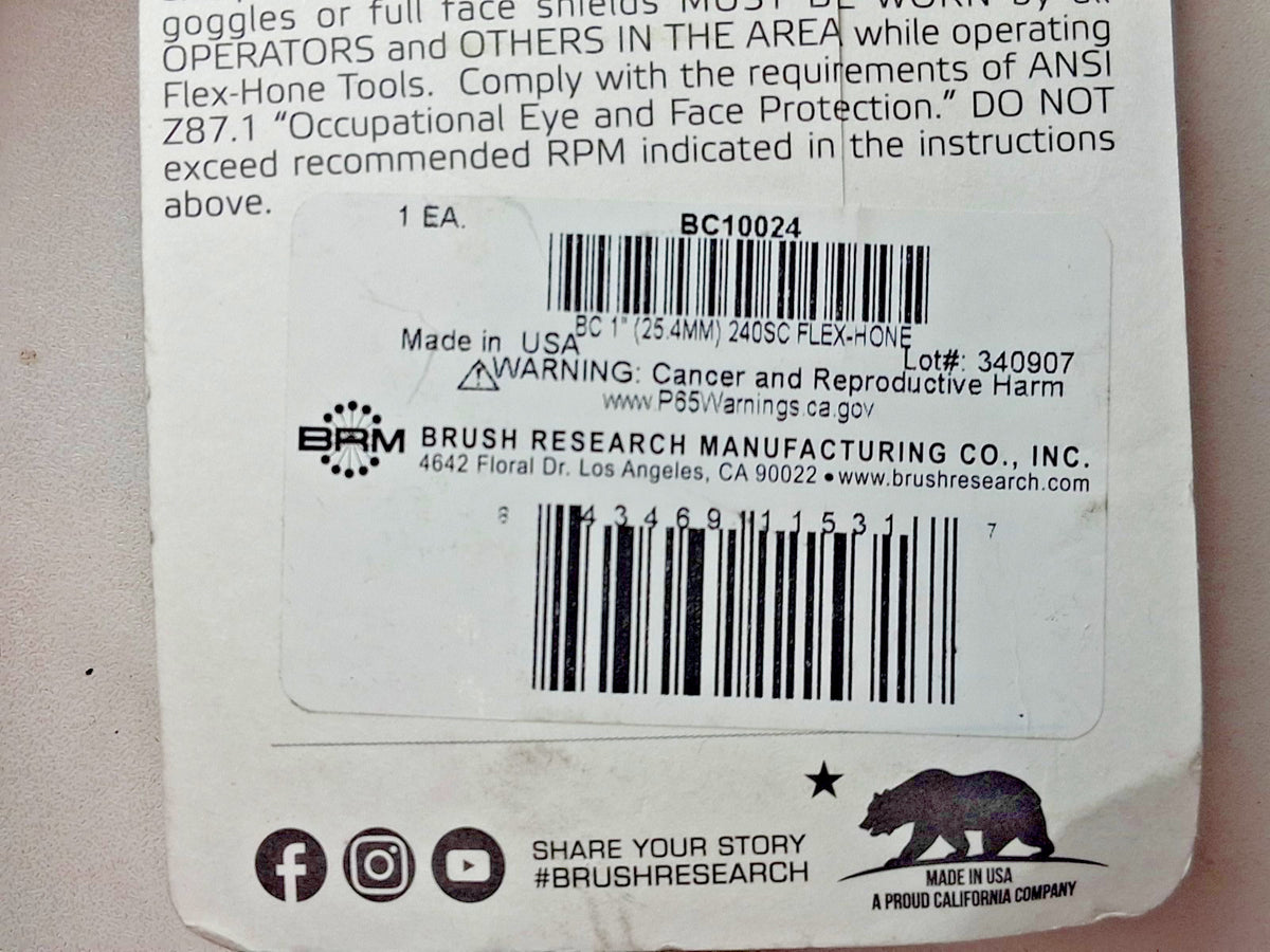 Brush Research Mfg Flexible Carbide Cylinder Hones 1" MBDia 240 Grit BC10024