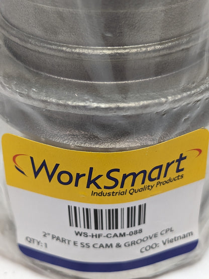 WorkSmart 2" Cam & Groove Male Adapter Hose Part E, 1,000 Max psi, WS-HF-CAM-088