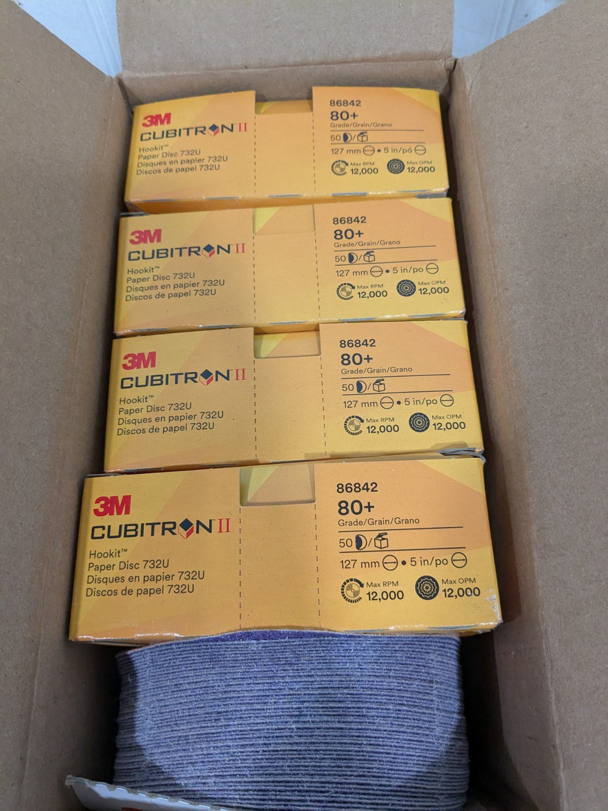 3M Hook & Loop Disc: 5" Dia, 80 Grit, Coated Box of 250 7100044450