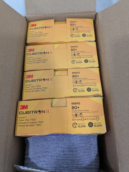 3M Hook & Loop Disc: 5" Dia, 80 Grit, Coated Box of 250 7100044450