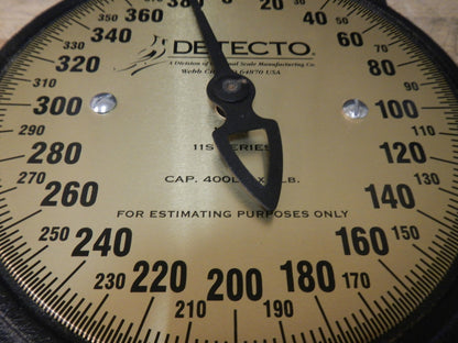 Broken  Cardinal Detecto Dial Crane Scale 7"  400 lb Capacity 1lb Grad. 11S400H