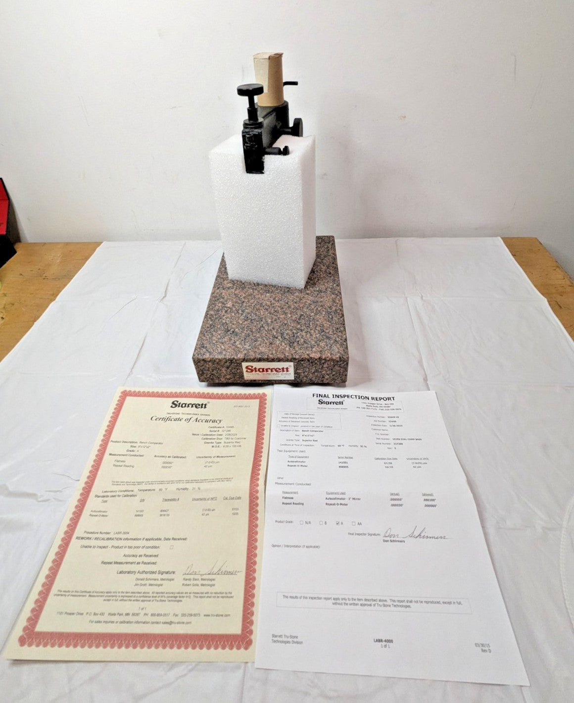 Starrett Granite Comparator Stand 8" x 12" x 2" W/O Indicator 566