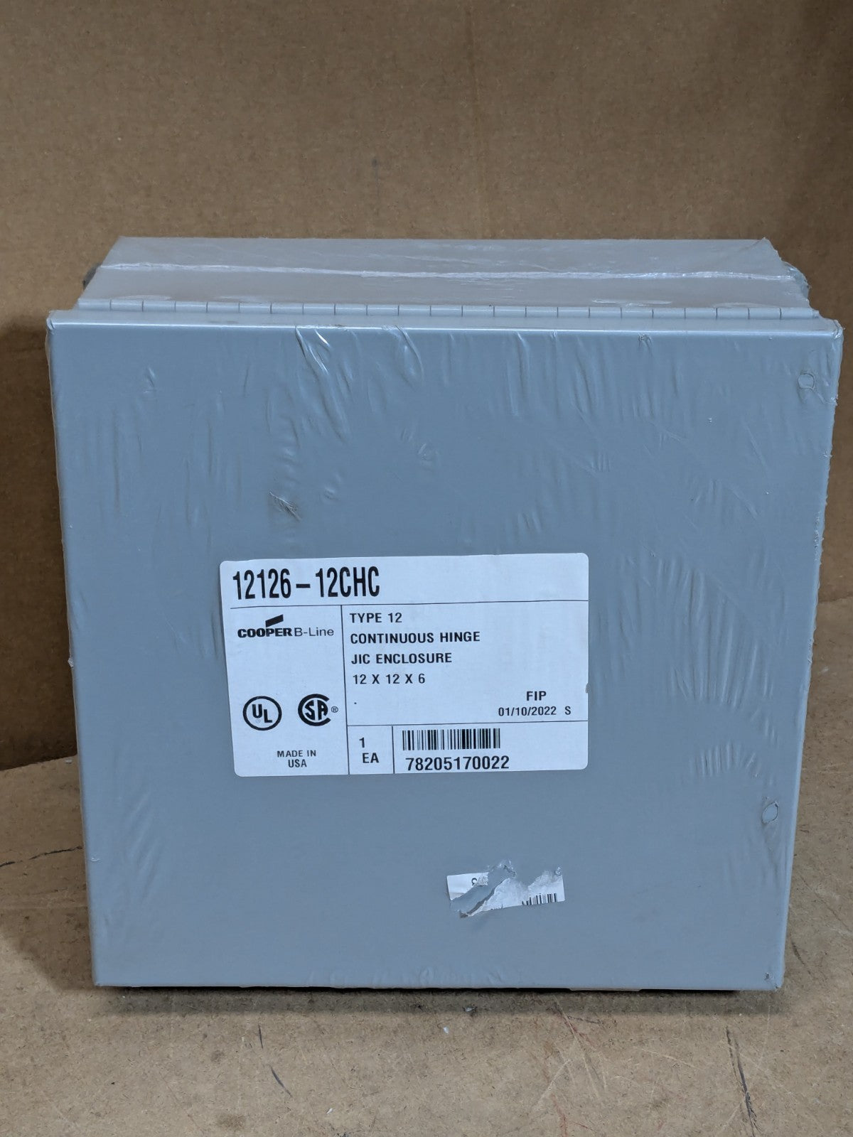 Cooper B-Line Continuous Hinge JIC Enclosure Panel 12 x 12 x 6 Steel Gray