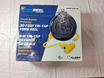 Proreel Cord &amp; Cable Reel Outlet End 14 AWG 30Ft Long 5000M-30GF-CB