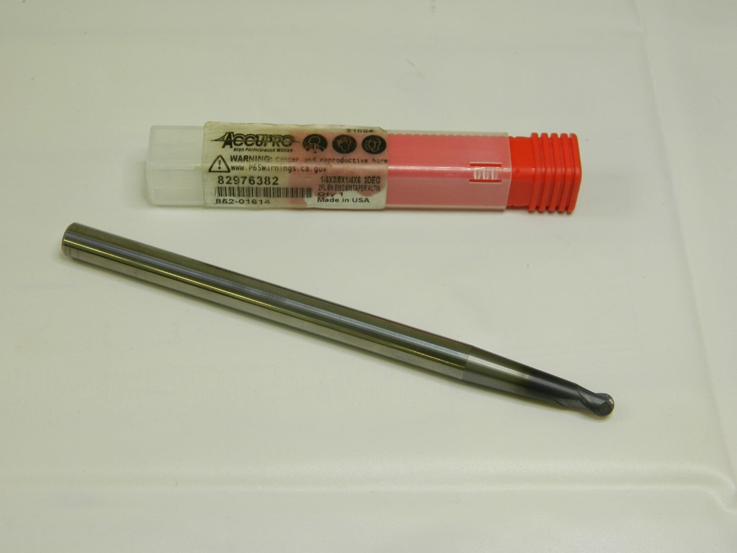 Accupro SC Tapered Ball End Mill 1/4" LOC 2-FL 3° per Side 1/4" SE Diam 82976382